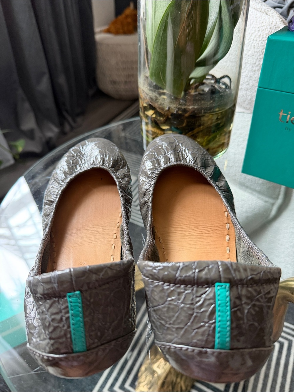 Tieks Slate Gray Croc-Embossed Ballet Flats - Picture 4 of 10
